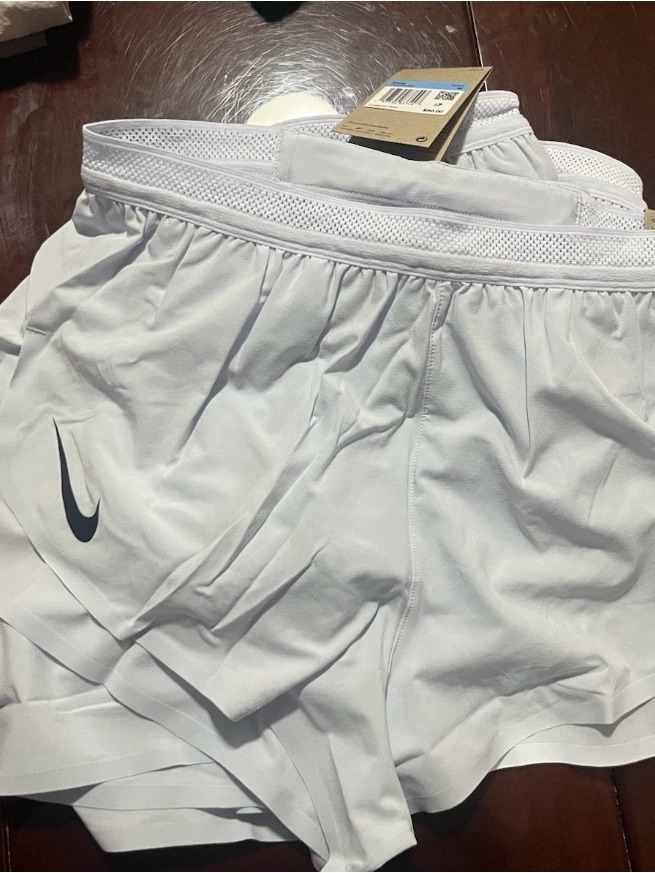 Nike White Running Shorts With Black Swoosh